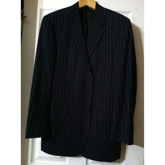 H.STOCKTON MENS NAVY SUPER 110'S(FINE QUALITY WOOL) SPORT JACKET BLAZER SIZE:42R - Picture 3 of 7